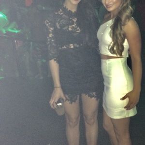 Lace black mini dress